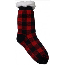 Chaussettes avec ventouses antidérapantes adulte Plaid rouge Taille unique