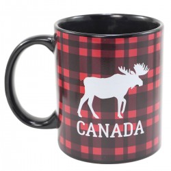 Tasse mug Moose moose plaid rouge