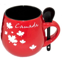 Tasse Feuilles d'érable rouge avec petites cuillères