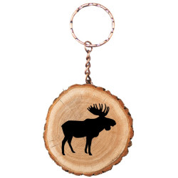 Porte-clefs rondelle de bois caribou