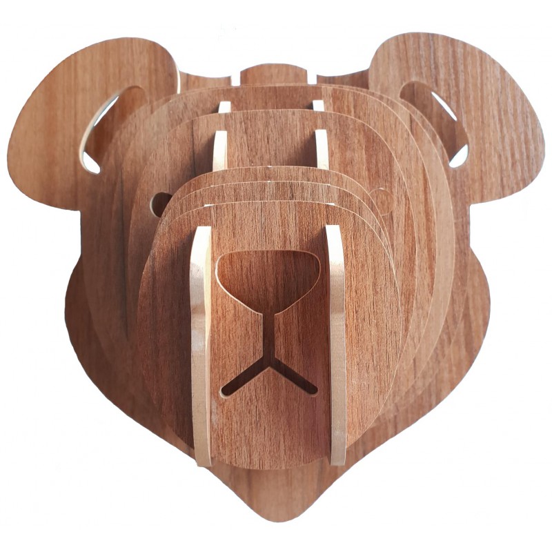 Brown Bear Head in wood - Wooden Animal Heads - Le comptoir canadie...